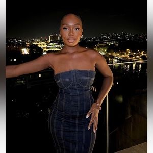 ZARA DENIM MIDI DRESS